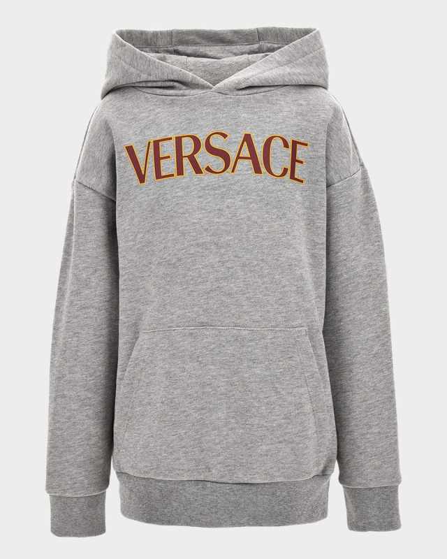 Boy's Bicolor Logo-Print Hoodie, Size 6-14